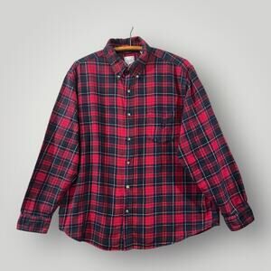 Chap's Men's Size XXL Plaid Flannel Button Down. Holiday Red & Hunter Green
